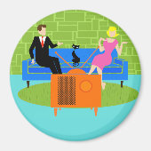 Retro Koppel met Kat Magnet (Voorkant)