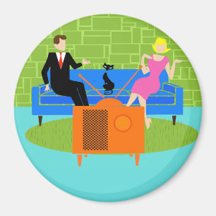 Retro Koppel met Kat Magnet