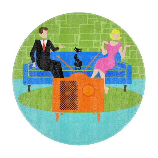 Retro Koppel met Kat Snijplank (Voorkant)