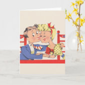 Retro Koppel Romantisch Jubileum Kaart (Gele Bloem)