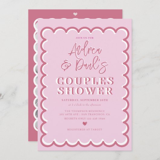 Retro koppels Douche Uitnodiging (Voorkant / Achterkant)