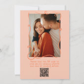 Retro Koraal Getekende Quirk Foto QR Code Leuke Br Kaart (Achterkant)
