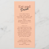 Retro Koraal Perzik Eet- en Drankbruiloft Menu (Voorkant)