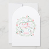 Retro Koraal Roze Blauw Groen  Bloemen Kaart (Achterkant)