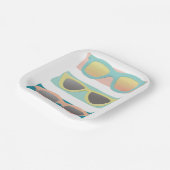 Retro Koraal Zomer Zonnebril Trio Papieren Bordje (Gebogen)