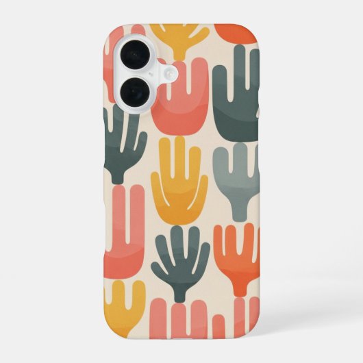 Retro Koraalpatroon iPhone 16 Hoesje (Achterkant)