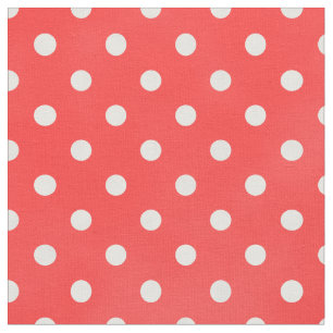Retro-koraalrood en wit-polka-puntenpatroon stof