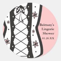 Retro korset lingerie bruiloft roze sticker