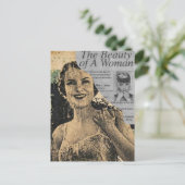 Retro korset vrouw collage briefkaart (Staand voorkant)