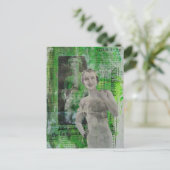 Retro korsetten vrouw mixed media collage briefkaart (Staand voorkant)