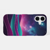 Retro kosmische heuvels iPhone 16 hoesje (Achterkant horizontaal)