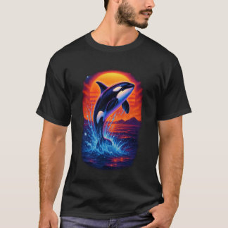 Retro Kosmische Orka Walvis 80s Vaporwave Oceaan Z T-shirt