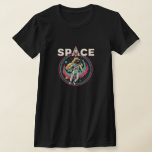 Retro Kosmische Ruimtevaarder Ruimte Kunst T-shirt