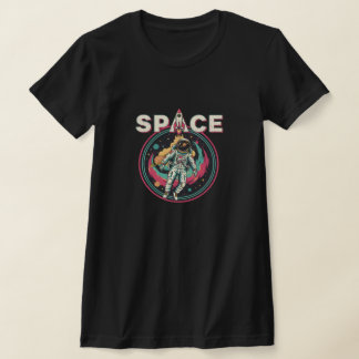 Retro Kosmische Ruimtevaarder Ruimte Kunst T-shirt