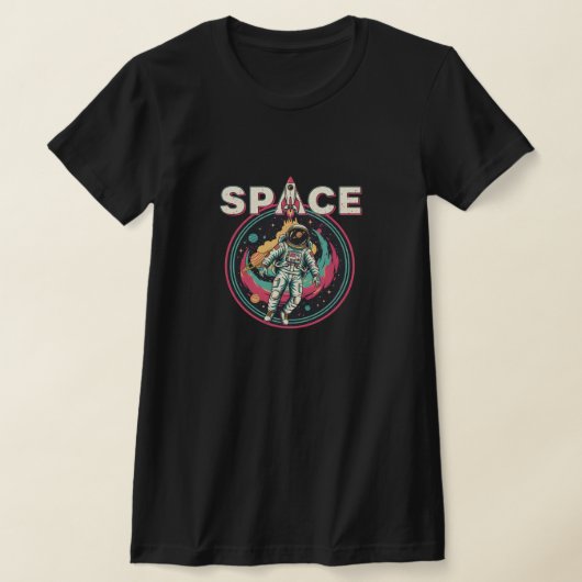 Retro Kosmische Ruimtevaarder Ruimte Kunst T-shirt (Laagn)