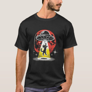 Retro Kosmische Straal UFO Ruimte Kat Moeder Vader T-shirt