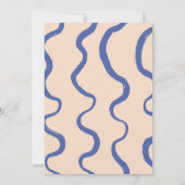 Retro Krachtig Blauw & Beige Trouwen Kaart (Achterkant)