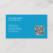 Retro Krachtig Minimalistisch Cyan QR Code Zakelij Visitekaartje (Achterkant)