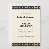 Retro Krachtig Zwart en Goud Bloemig Bruidsdiner Kaart (Voorkant)