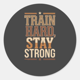 Retro krachttraining T-shirt Ronde Sticker