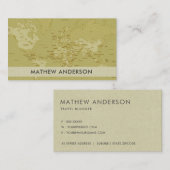 RETRO KRAFT BEIGE YELLOW  WERELDKAART VISITEKAARTJE (Voorkant / Achterkant)