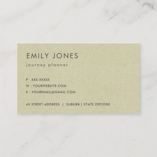 RETRO KRAFT GRAY  WERELDKAART VISITEKAARTJE (Achterkant)