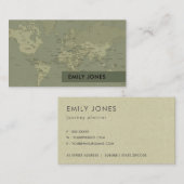 RETRO KRAFT GRAY WERELDKAART VISITEKAARTJE (Voorkant / Achterkant)