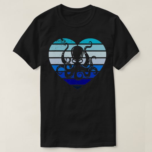 Retro Kraken Cthulhu Steampunk Octopus Blu T-shirt (Design voorkant)