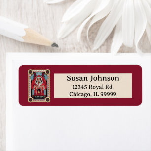 Retro  Krampus & de oude, donkere kerst Etiket