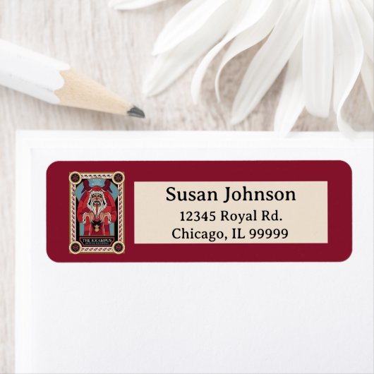 Retro  Krampus & de oude, donkere kerst Etiket (Insitu)