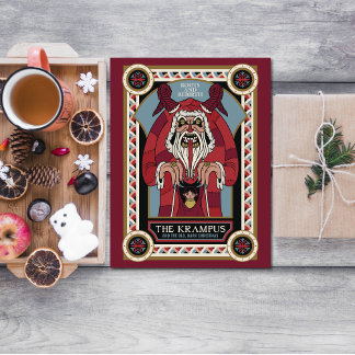 Retro Krampus & de oude, donkere kerst Feestdagen Kaart