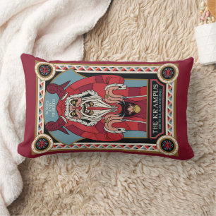 Retro Krampus & de oude, donkere kerst Kussen