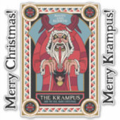 Retro Krampus & de oude, donkere kerst Sticker (Voorkant)