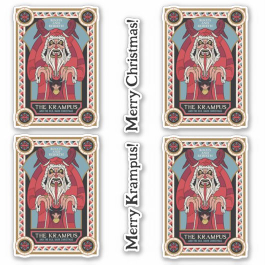 Retro Krampus & de oude, donkere kerst Sticker (Voorkant)