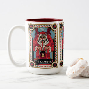 Retro Krampus & de oude, donkere kerst Tweekleurige Koffiemok