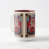Retro  Krampus & de oude, donkere kerst Tweekleurige Koffiemok (Voorkant links)