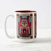 Retro  Krampus & de oude, donkere kerst Tweekleurige Koffiemok (Links)