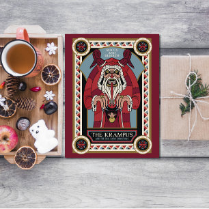 Retro  Krampus & de oude, donkere kerst Uitnodiging Briefkaart