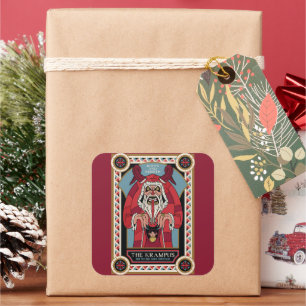 Retro Krampus & de oude, donkere kerst Vierkante Sticker