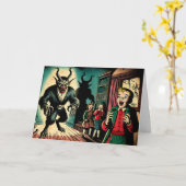 Retro Krampus Kaart (Gele Bloem)