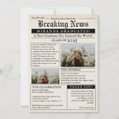  Retro krant 3 foto's Afstuderen Aankondiging (Voorkant)