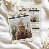  Retro krant 3 foto's Afstuderen Aankondiging