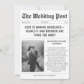 Retro Krant Betaalbare Vintage Trouwfoto Save The Date (Voorkant)