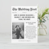 Retro Krant Betaalbare Vintage Trouwfoto Save The Date (Staand voorkant)