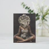 Retro krant bloem hoofd vrouw collage briefkaart (Staand voorkant)