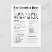 Retro krant bruiloft details informatiekaartje (Voorkant)