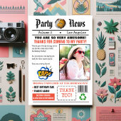 Retro krant verjaardagsfeestfoto bedankkaart