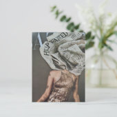 Retro Kranten Bloem Kop Vrouw Collage Briefkaart (Staand voorkant)