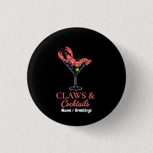 Retro Kreeft Martini Klauwen en Cocktails Kust Ronde Button 3,2 Cm