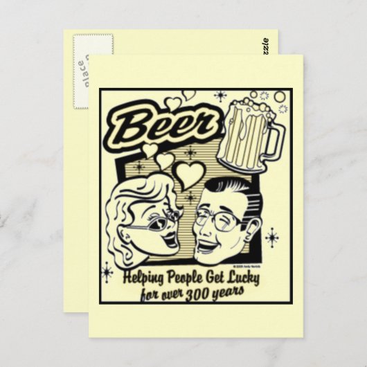 Retro krijgt Lucky Beer Card (nieuw en verbeterd) Briefkaart (Voorkant / Achterkant)